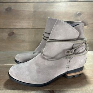sorel farah womens size 7.5 shoes gray suede comfort heel work casual boots